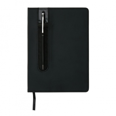 Logo trade promotional giveaways image of: Standard hardcover PU A5 notebook with stylus pen