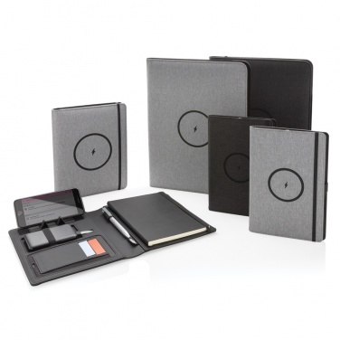 Logo trade promotional items picture of: Air 5W wireless charging portfolio A4 w/ 5000 mAh powerbank