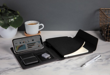Logotrade promotional gift image of: Fiko wireless charging A5 portfolio with powerbank