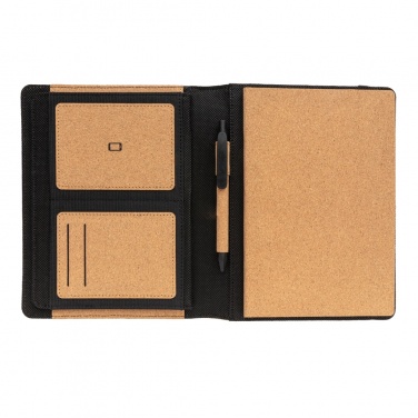 Logo trade promotional giveaway photo of: Deluxe cork portfolio A5 with pen