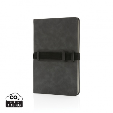 Logo trade promotional gifts picture of: Deluxe hardcover PU notebook A5 with phone and pen holder