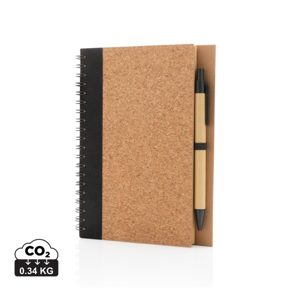 Logo trade promotional giveaway photo of: Cork spiral notebook with pen