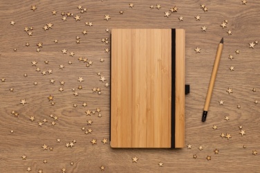 Logo trade promotional gifts picture of: Bamboo notebook and infinity pencil set