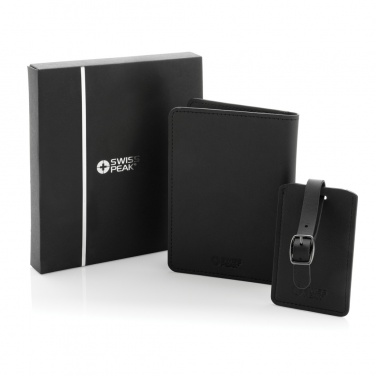 Logo trade promotional giveaways image of: Swiss Peak GRS recycled PU travel gift set