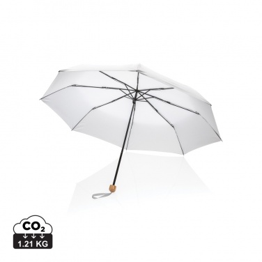 Logo trade promotional item photo of: 20.5" Impact AWARE™ RPET 190T Pongee bamboo mini umbrella