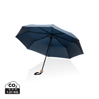Logo trade promotional items image of: 20.5" Impact AWARE™ RPET 190T Pongee bamboo mini umbrella