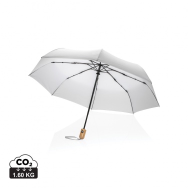 Logo trade promotional item photo of: 21" Impact AWARE™ RPET 190T bamboo auto open/close umbrella