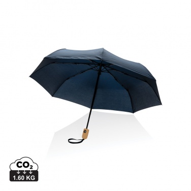 Logotrade promotional item image of: 21" Impact AWARE™ RPET 190T bamboo auto open/close umbrella