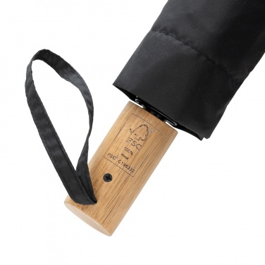 Logotrade advertising products photo of: Kaycey 21" AWARE™ RPET Acacia wood mini auto open umbrella