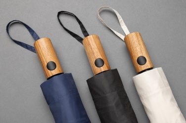 Logotrade promotional gift picture of: Kaycey 21" AWARE™ RPET Acacia wood mini auto open umbrella