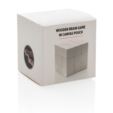 Logo trade advertising products image of: Wooden brain game in canvas pouch