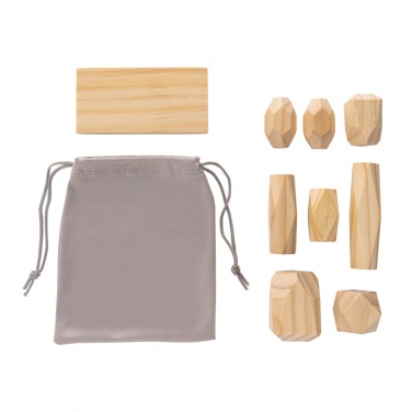 Logotrade promotional item image of: Ukiyo Crios wooden balancing rocks in pouch