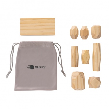 Logo trade promotional giveaways image of: Ukiyo Crios wooden balancing rocks in pouch