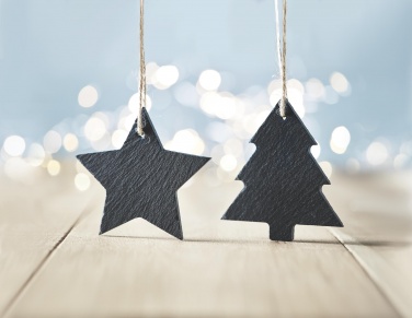 Logo trade promotional giveaways image of: Slate xmas hanger star