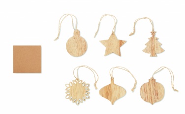 Logo trade advertising product photo of: Set of wooden Xmas ornaments
