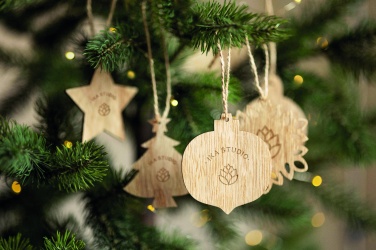 Logo trade advertising product photo of: Set of wooden Xmas ornaments