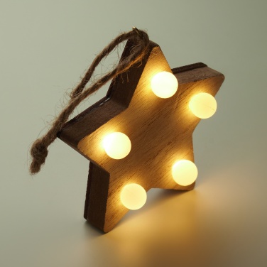 Logo trade promotional product photo of: Wooden weed star with lights
