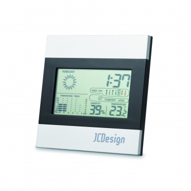 Logo trade advertising products image of: Weather station and clock