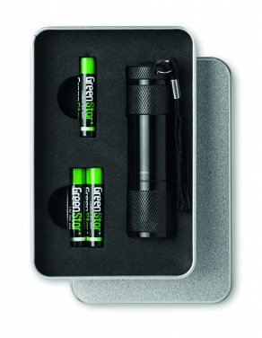 Logo trade promotional products image of: LED torch in tin box