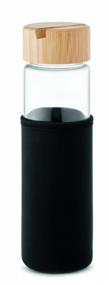 Logo trade promotional items image of: Glass bottle bamboo lid 600ml