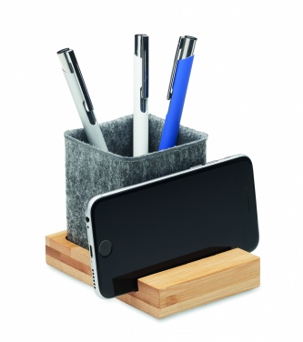 Logo trade business gift photo of: RPET felt pen pot phone stand