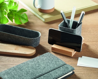 Logo trade advertising product photo of: RPET felt pen pot phone stand
