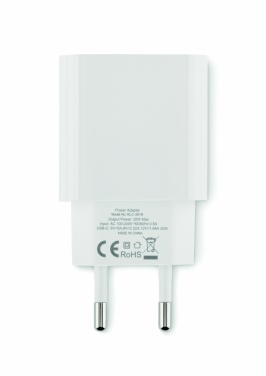 Logo trade promotional merchandise image of: 20W 2 port USB charger EU plug