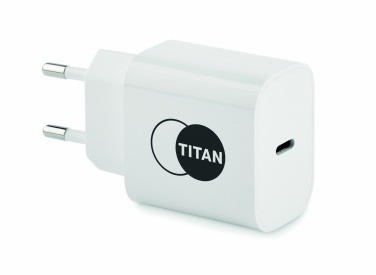 Logo trade promotional product photo of: 20W 2 port USB charger EU plug