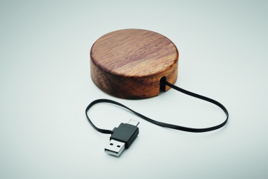 Logo trade advertising product photo of: Wireless charger in acacia 15W
