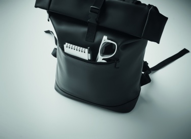 Logo trade promotional giveaways picture of: Laptop PU Rolltop backpack