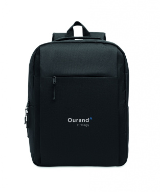 Logotrade promotional gift picture of: Slim 15 inch laptop backpack made of 600D RPET polyester with a 210D lining and customizable printing