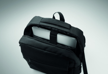 Logotrade promotional item picture of: Slim 15 inch laptop backpack made of 600D RPET polyester with a 210D lining and customizable printing