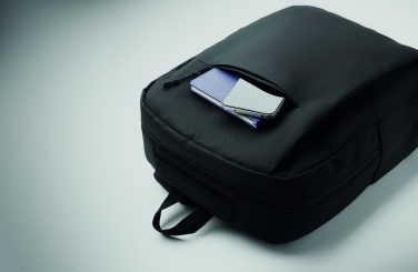Logotrade promotional giveaway image of: Slim 15 inch laptop backpack made of 600D RPET polyester with a 210D lining and customizable printing