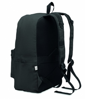 Logo trade promotional giveaways image of: A 15-inch laptop backpack made of recycled pre-consumer cotton with customizable printing