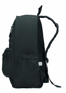 Logo trade advertising products image of: A 15-inch laptop backpack made of recycled pre-consumer cotton with customizable printing