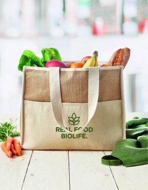 Logo trade promotional merchandise photo of: Jute and canvas cooler bag