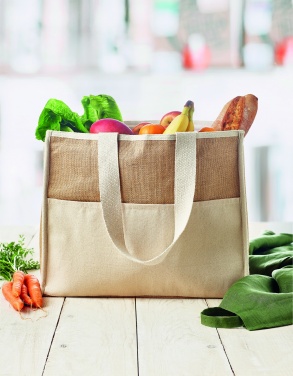 Logo trade corporate gifts picture of: Jute and canvas cooler bag