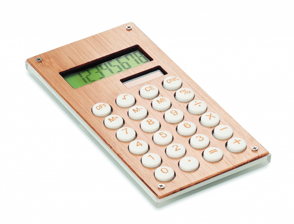 Logo trade promotional giveaway photo of: 8 digit bamboo calculator