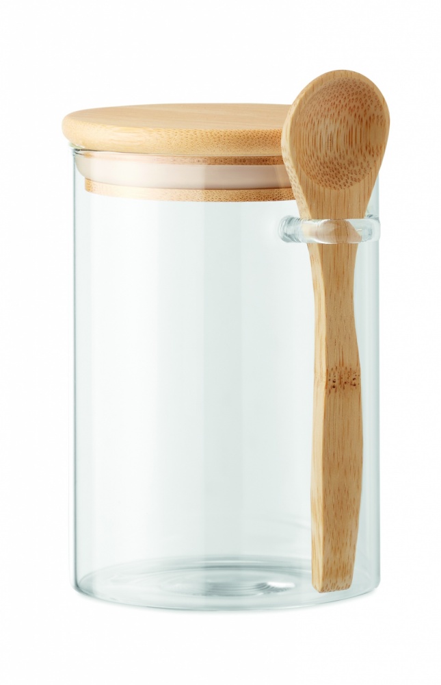 Logotrade advertising products photo of: Glass jar with spoon 600 ml
