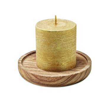 Logo trade promotional items image of: Candle on round wooden base