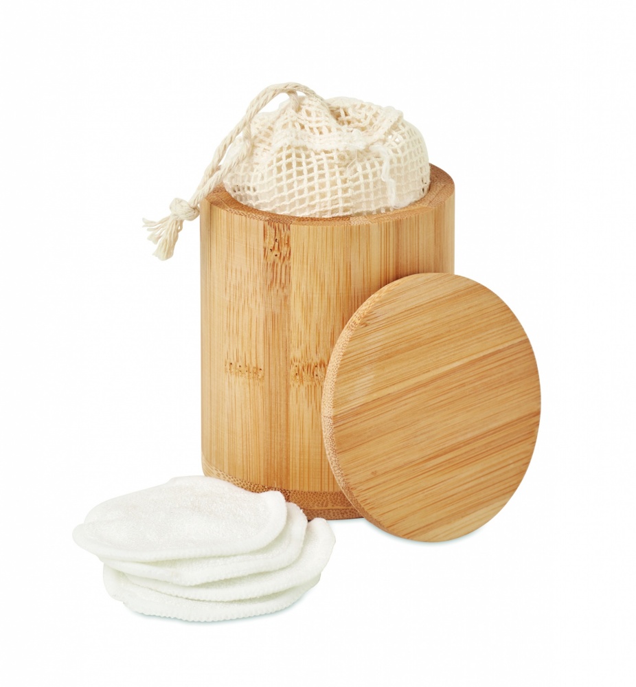 Logo trade promotional giveaways image of: Bamboo fibre cleansing pad set