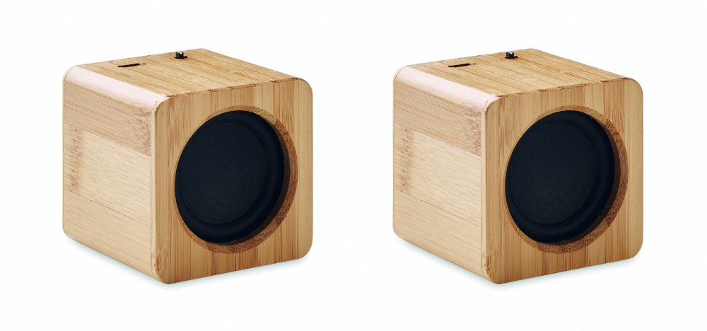 Logo trade business gifts image of: Set of Bamboo wireless speaker