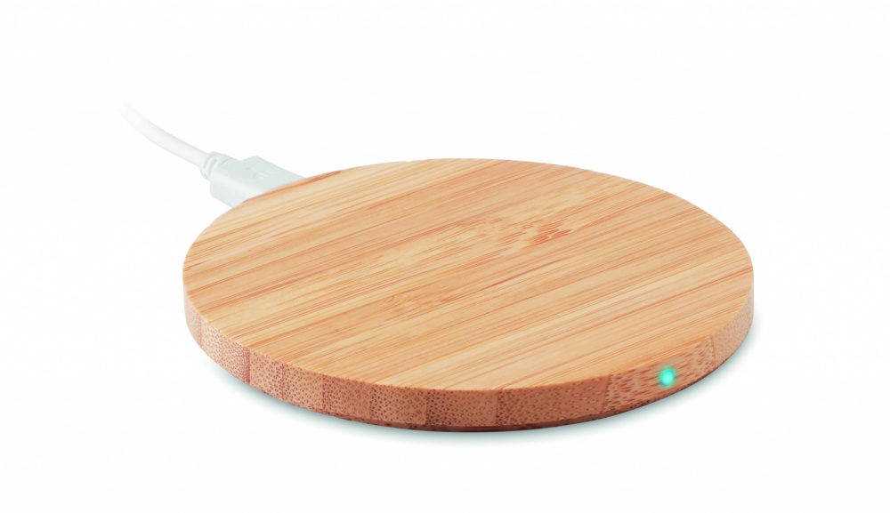 Logo trade promotional items picture of: Wireless charger bamboo 10W RUNDO +
