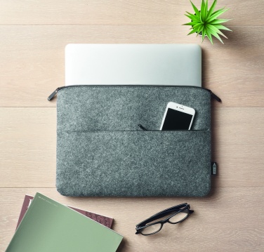 Logo trade corporate gift photo of: RPET felt zipped laptop bag
