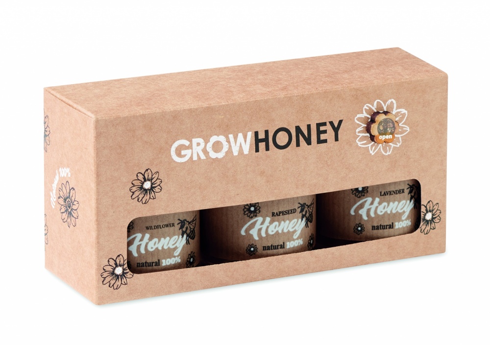 Logo trade promotional giveaway photo of: Set of 3 wildflower honey