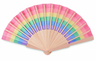Logo trade promotional merchandise photo of: Rainbow wooden hand fan