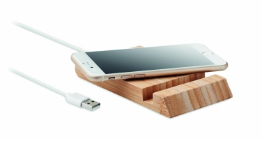 Logotrade promotional products photo of: Bamboo wireless charger  10W ODOS