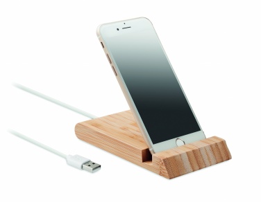 Logo trade promotional merchandise photo of: Bamboo wireless charger  10W ODOS