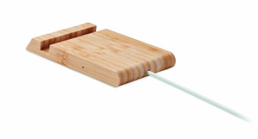 Logo trade corporate gift photo of: Bamboo wireless charger  10W ODOS
