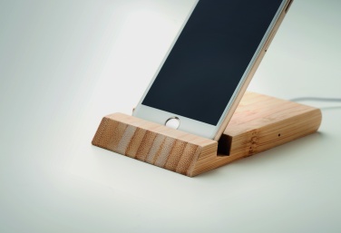 Logo trade promotional gifts image of: Bamboo wireless charger  10W ODOS